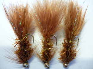 Size 10 Crystal Bugger Brown Bead Head